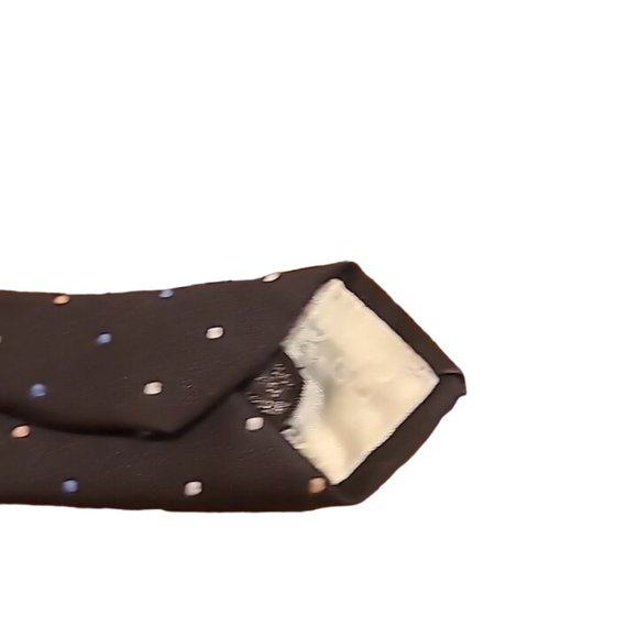 Givenchy Monsieur Tie Silk Blend Brown Polka Dot Casual Formal Classic Logo - Picture 4 of 13